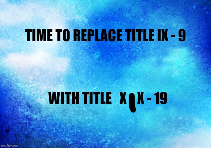 Title IX Today | TIME TO REPLACE TITLE IX - 9; WITH TITLE   X    X - 19 | image tagged in equality,womens rights,hypocritical feminist | made w/ Imgflip meme maker