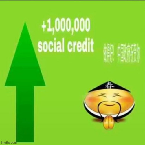 +1000000 social credit | image tagged in 1000000 social credit | made w/ Imgflip meme maker