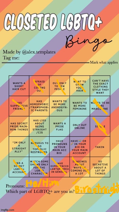 Closeted | image tagged in closeted lgbtq bingo | made w/ Imgflip meme maker