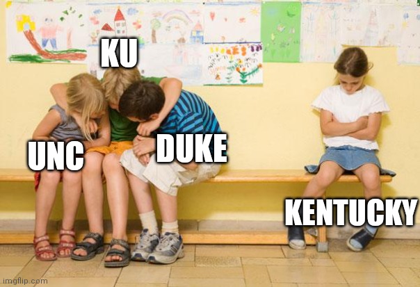 left out | KU; DUKE; UNC; KENTUCKY | image tagged in left out | made w/ Imgflip meme maker