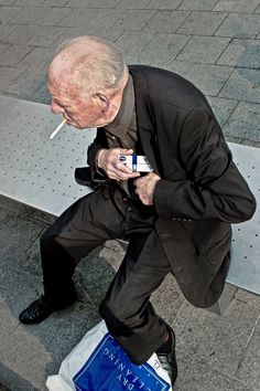 High Quality old man hiding cigarettes Blank Meme Template