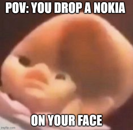 Destruction 100 | POV: YOU DROP A NOKIA; ON YOUR FACE | image tagged in squished baby face,death wish | made w/ Imgflip meme maker