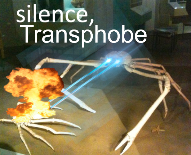 Silence Transphobe! | Transphobe | image tagged in silence crab,transgender,transphobic | made w/ Imgflip meme maker
