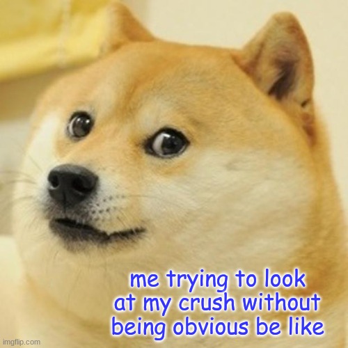 Doge Meme | me trying to look at my crush without being obvious be like | image tagged in memes,doge | made w/ Imgflip meme maker