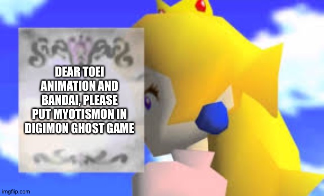 Blank Peach Letter | DEAR TOEI ANIMATION AND BANDAI, PLEASE PUT MYOTISMON IN DIGIMON GHOST GAME | image tagged in blank peach letter | made w/ Imgflip meme maker