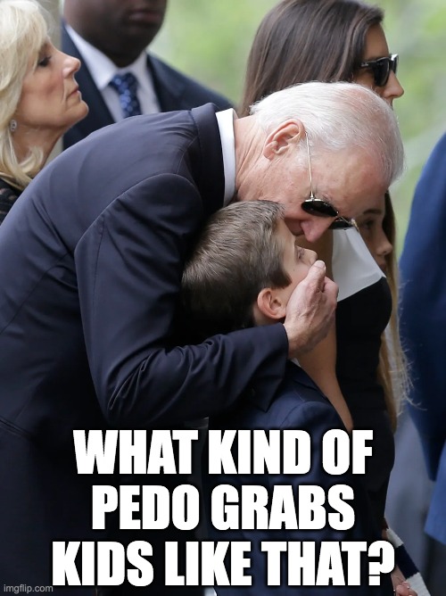 WHAT KIND OF
PEDO GRABS
KIDS LIKE THAT? | image tagged in joe biden,pedo move | made w/ Imgflip meme maker