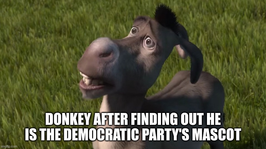 DONKEY AFTER FINDING OUT HE IS THE DEMOCRATIC PARTY'S MASCOT | made w/ Imgflip meme maker