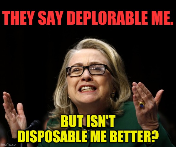 Something I Thought Belonged Here | THEY SAY DEPLORABLE ME. BUT ISN'T DISPOSABLE ME BETTER? | image tagged in memes,conservatives,hillary clinton,despicable me,throw,away | made w/ Imgflip meme maker