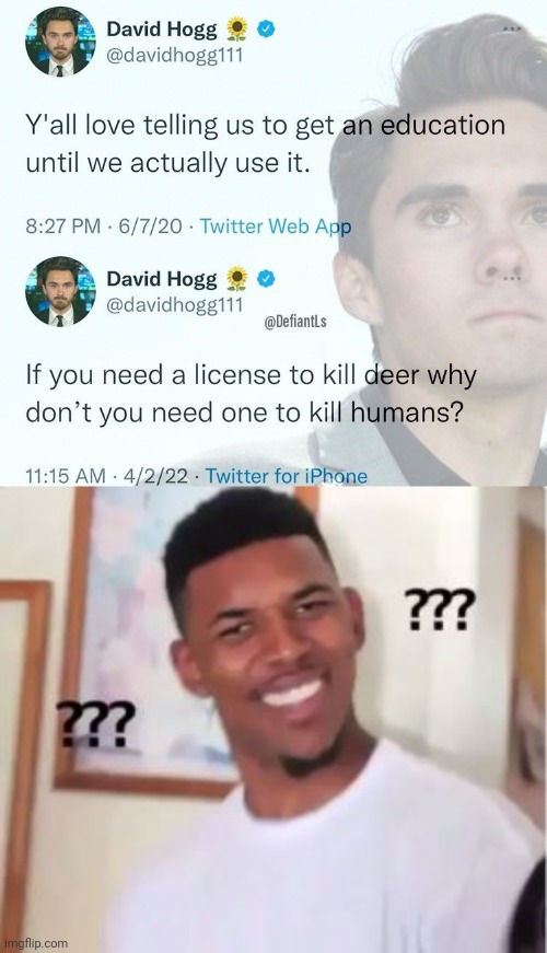The Brilliant David Hogg Everybody | image tagged in nick young,david hogg,i'm the dumbest man alive | made w/ Imgflip meme maker