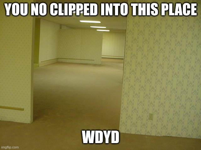 The Backrooms | YOU NO CLIPPED INTO THIS PLACE; WDYD | image tagged in the backrooms | made w/ Imgflip meme maker