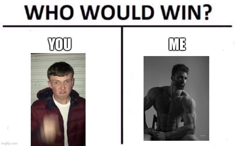 Who Would Win? Meme | YOU; ME | image tagged in memes,who would win | made w/ Imgflip meme maker