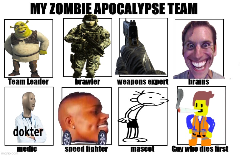 good | image tagged in my zombie apocalypse team | made w/ Imgflip meme maker