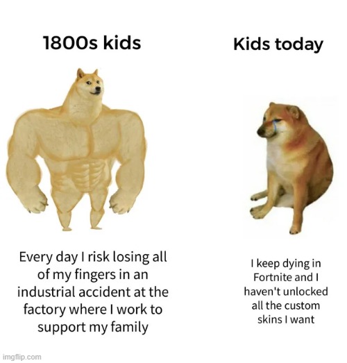 Kids Sure Have Gotten WEAK | image tagged in history memes | made w/ Imgflip meme maker