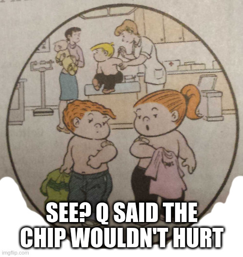 What are they teaching the children about covid now in Florida, you ask? | SEE? Q SAID THE CHIP WOULDN'T HURT | image tagged in bandaid,for,the,love,of,god | made w/ Imgflip meme maker