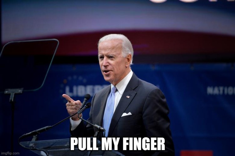 PULL MY FINGER | image tagged in politics,joe biden,president,pull my finger,funny memes,lol | made w/ Imgflip meme maker