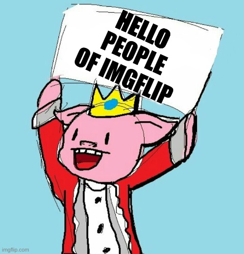 technoblade holding sign | HELLO; PEOPLE OF IMGFLIP | image tagged in technoblade holding sign | made w/ Imgflip meme maker