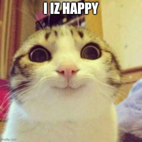 beanz | I IZ HAPPY | image tagged in hello | made w/ Imgflip meme maker