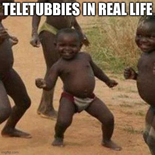 teletubbies in real life | TELETUBBIES IN REAL LIFE | image tagged in memes,third world success kid | made w/ Imgflip meme maker
