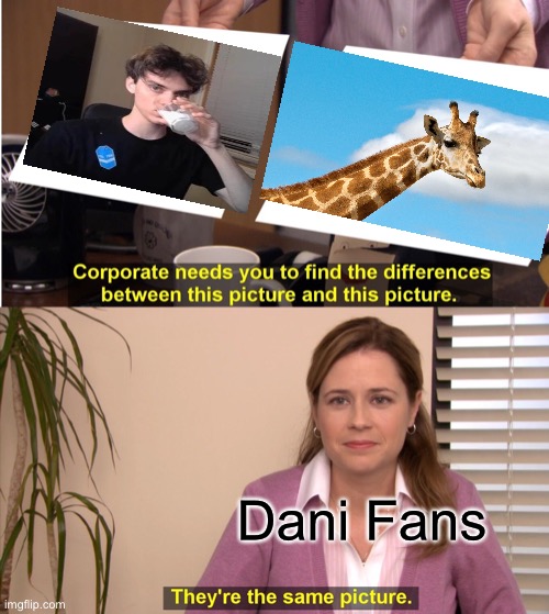 LOL DANI’S NECK IS A GIRAFFE | Dani Fans | image tagged in memes,they're the same picture | made w/ Imgflip meme maker