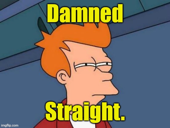 Fry is not sure... | Damned Straight. | image tagged in fry is not sure | made w/ Imgflip meme maker