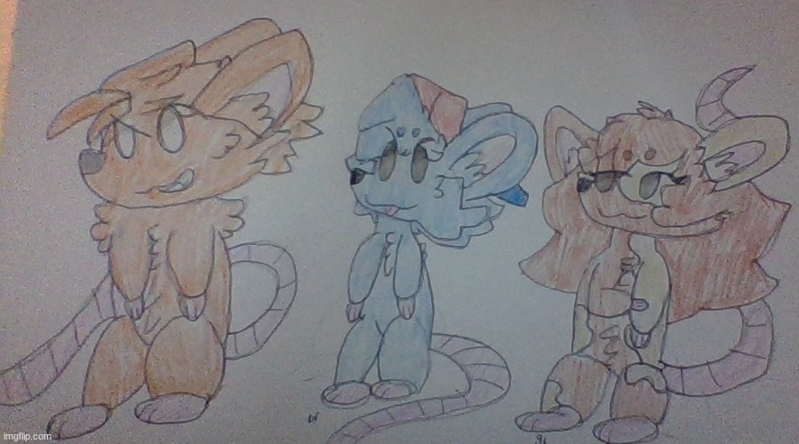 Pico, BF, and GF as mice (first time drawing mice ;-; ) | image tagged in yes | made w/ Imgflip meme maker