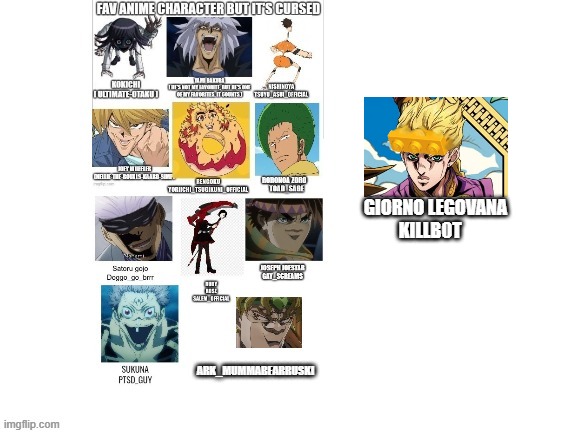 Kono Giorno Legovana Niwa Yume Ga aru | GIORNO LEGOVANA; KILLB0T | made w/ Imgflip meme maker