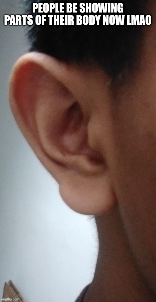 ear reveal | PEOPLE BE SHOWING PARTS OF THEIR BODY NOW LMAO | made w/ Imgflip meme maker