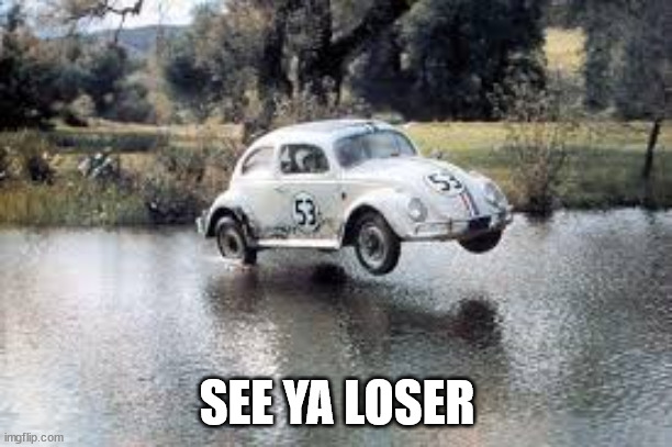 Herbie the lovebug | SEE YA LOSER | image tagged in herbie the lovebug | made w/ Imgflip meme maker