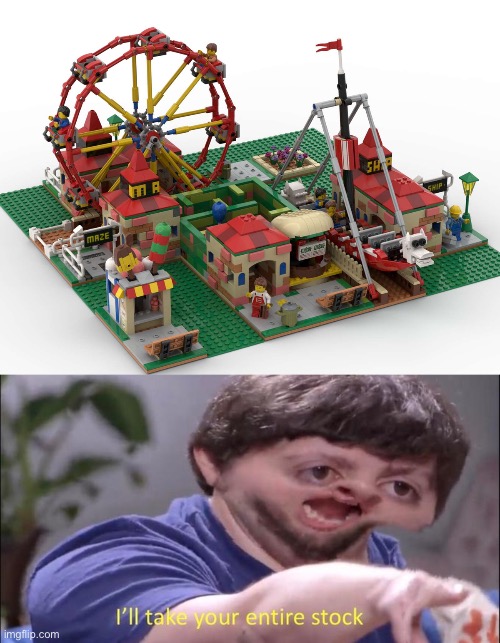 Shut up and take my damn cash! | image tagged in i'll take your entire stock,memes,rollercoaster tycoon,dank memes,lego,shut up and take my money | made w/ Imgflip meme maker