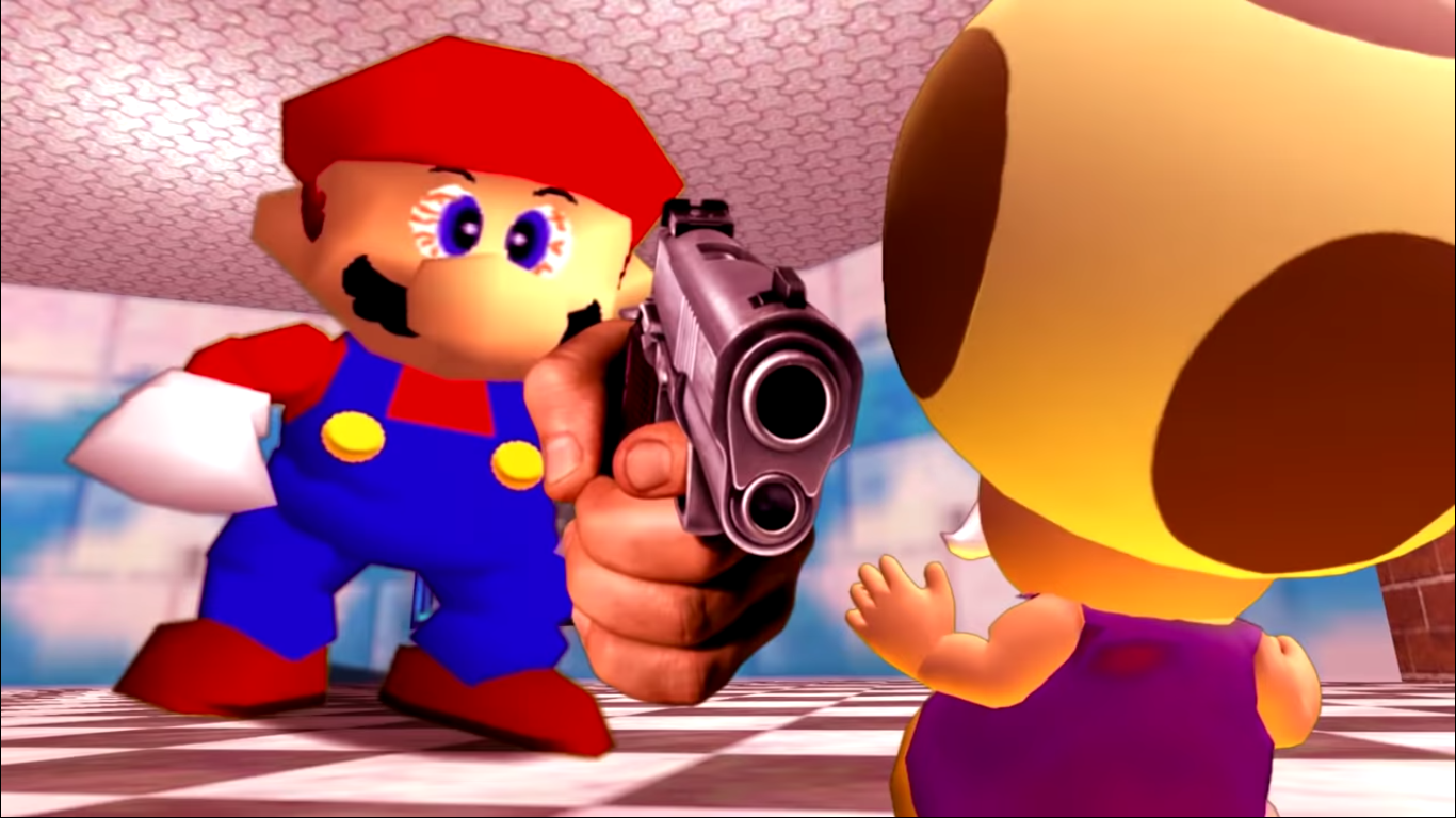 High Quality Mario Holding Toadsworth At Gunpoint Blank Meme Template