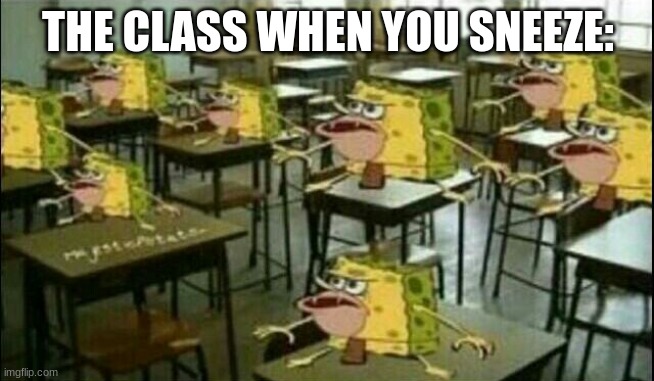 Spongegar (Classroom) |  THE CLASS WHEN YOU SNEEZE: | image tagged in spongegar classroom | made w/ Imgflip meme maker
