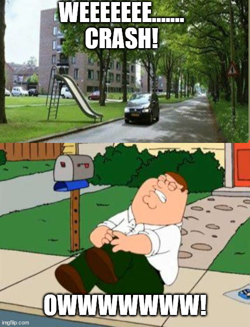 Peter Griffin | WEEEEEEE....... CRASH! OWWWWWWW! | image tagged in peter griffin | made w/ Imgflip meme maker