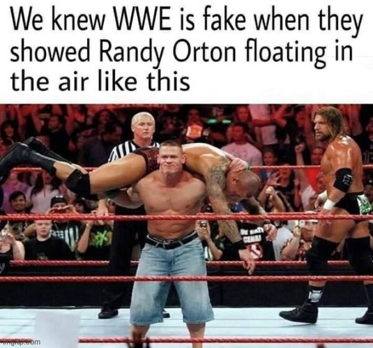 The moment your childhood is ruined. | image tagged in memes,wwe,randy orton,john cena,you cant see me | made w/ Imgflip meme maker