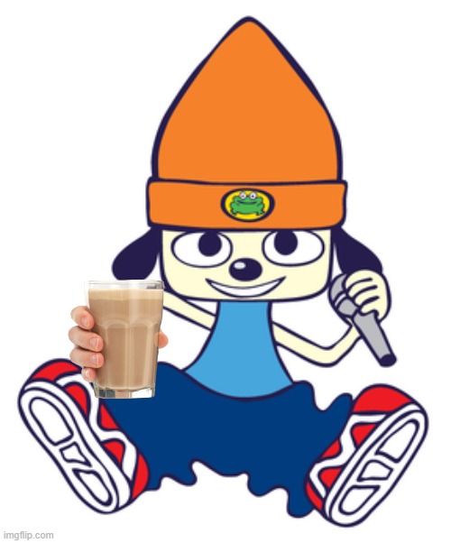 parappa has chocolate milk | image tagged in parappa,sony,playstation,choccy milk,have some choccy milk,chocolate milk | made w/ Imgflip meme maker