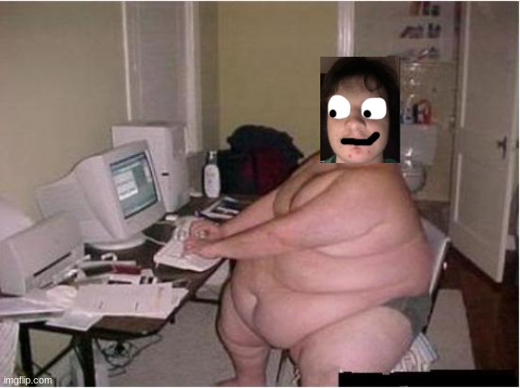cope | image tagged in really fat guy on computer | made w/ Imgflip meme maker