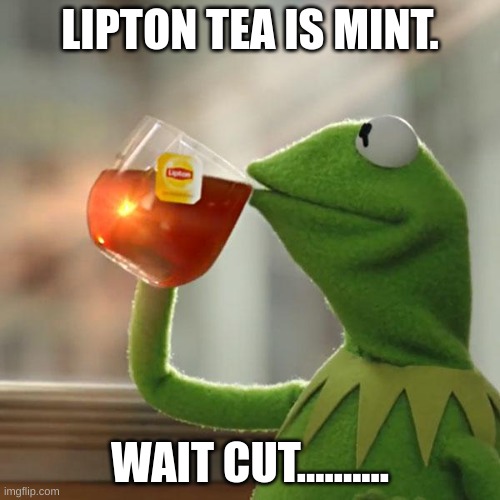 But That's None Of My Business Meme | LIPTON TEA IS MINT. WAIT CUT.......... | image tagged in memes,but that's none of my business,kermit the frog | made w/ Imgflip meme maker