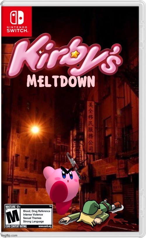 Title | image tagged in kirby,knife,link,nintendo | made w/ Imgflip meme maker