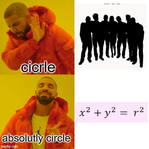 circle | cicrle; absolutly circle | image tagged in memes,drake hotline bling | made w/ Imgflip meme maker