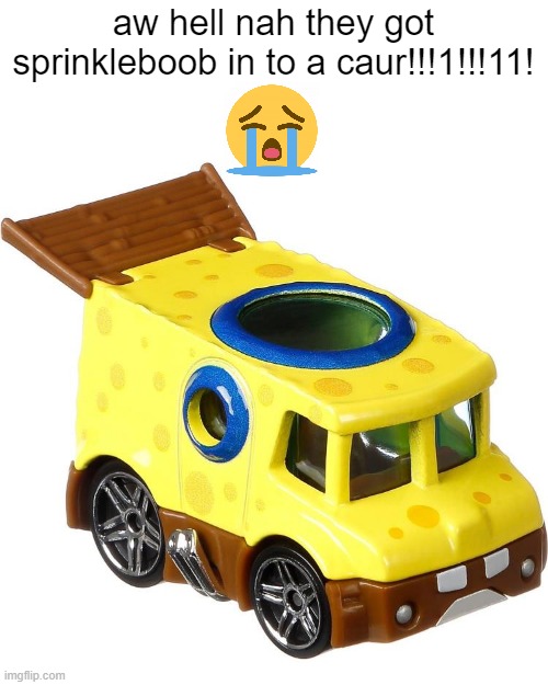 aw hell nah they got sprinkleboob in to a caur!!!1!!!11! | image tagged in aw hell nah spunch bob | made w/ Imgflip meme maker