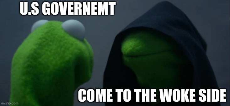 Evil Kermit | U.S GOVERNEMT; COME TO THE WOKE SIDE | image tagged in memes,evil kermit | made w/ Imgflip meme maker