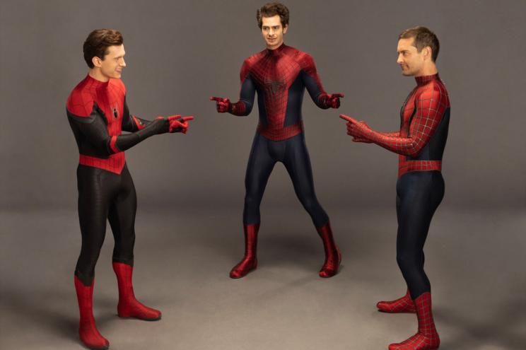 Spidermen pointing Blank Meme Template