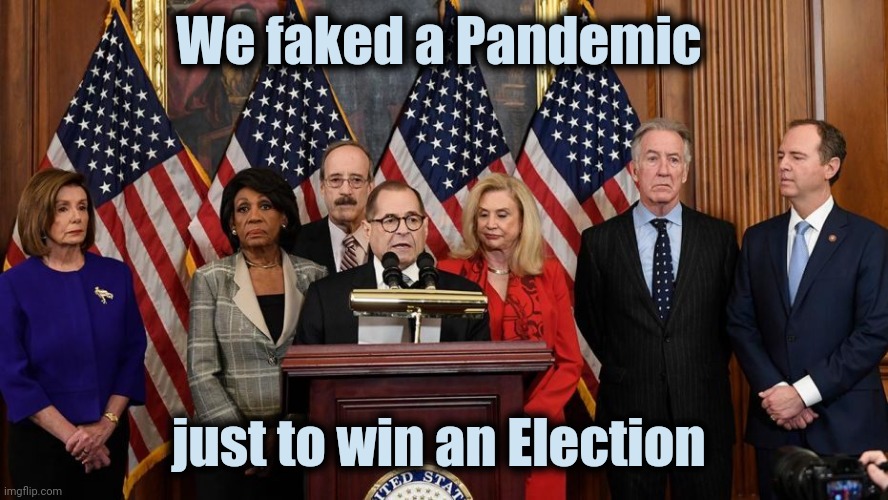 They spied and lied and people died from the Flu | We faked a Pandemic; just to win an Election | image tagged in house democrats,liars,cheaters,politicians suck | made w/ Imgflip meme maker