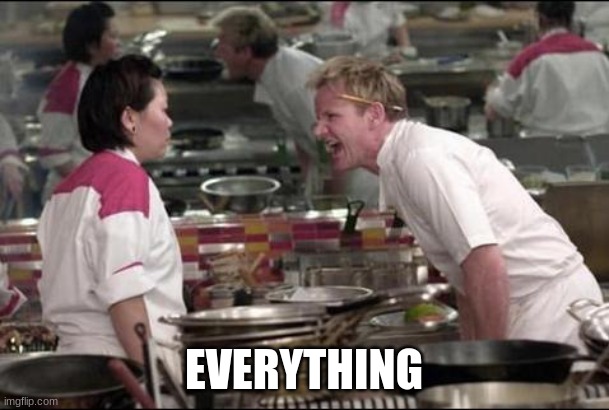 Angry Chef Gordon Ramsay Meme | EVERYTHING | image tagged in memes,angry chef gordon ramsay | made w/ Imgflip meme maker