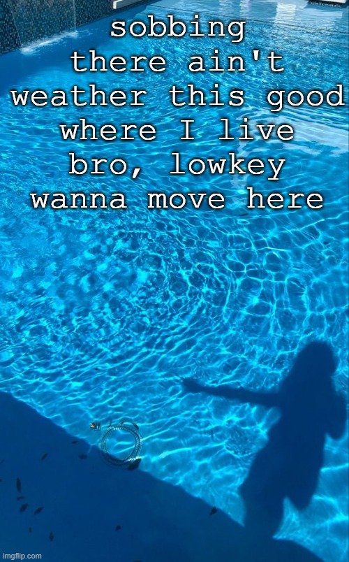 IT'S SO SUNNY WTF?????? IT'S IN THE 70'S BRUHHHh | sobbing there ain't weather this good where I live bro, lowkey wanna move here | made w/ Imgflip meme maker