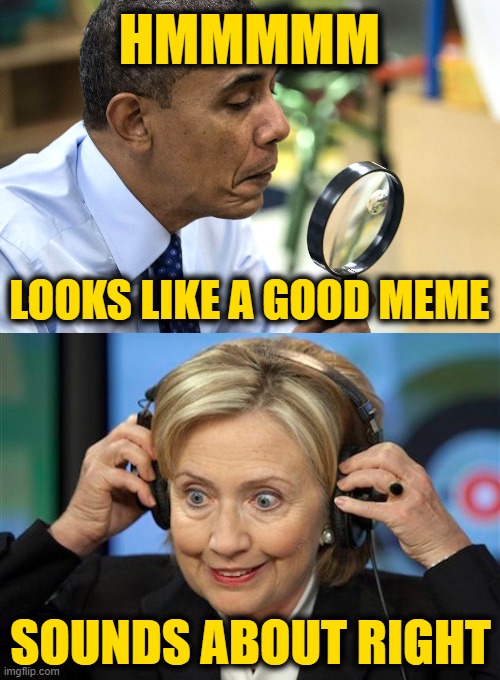 HMMMMM LOOKS LIKE A GOOD MEME SOUNDS ABOUT RIGHT | image tagged in hillary doofus look | made w/ Imgflip meme maker