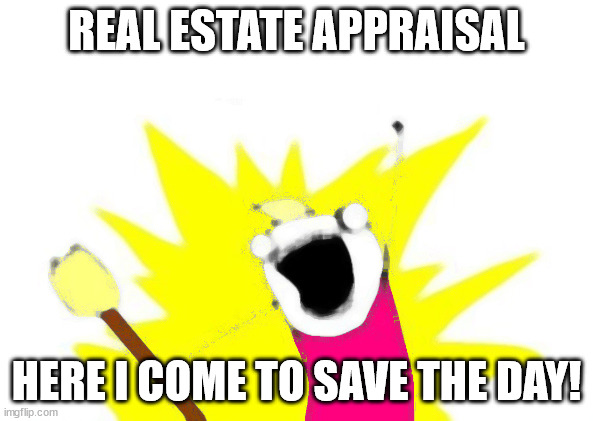 X All The Y Meme | REAL ESTATE APPRAISAL; HERE I COME TO SAVE THE DAY! | image tagged in memes,x all the y | made w/ Imgflip meme maker