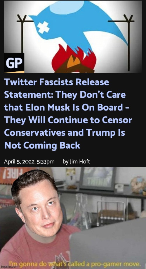 Free Speech Absolutist Elon Musk Takes on Fascist Twitter Censorship | image tagged in elon musk,twitter,fascists,freedom of speech,first amendment | made w/ Imgflip meme maker