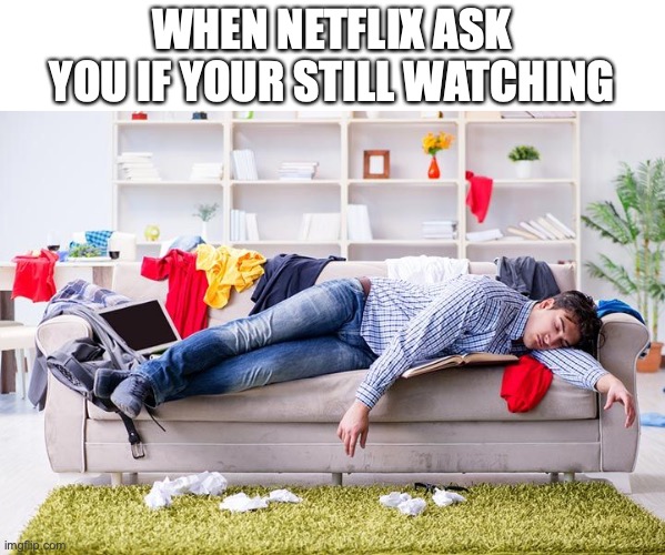 yes and no! | WHEN NETFLIX ASK YOU IF YOUR STILL WATCHING | image tagged in funny,memes,fun,netflix,bitch how dare you still live,barney will eat all of your delectable biscuits | made w/ Imgflip meme maker