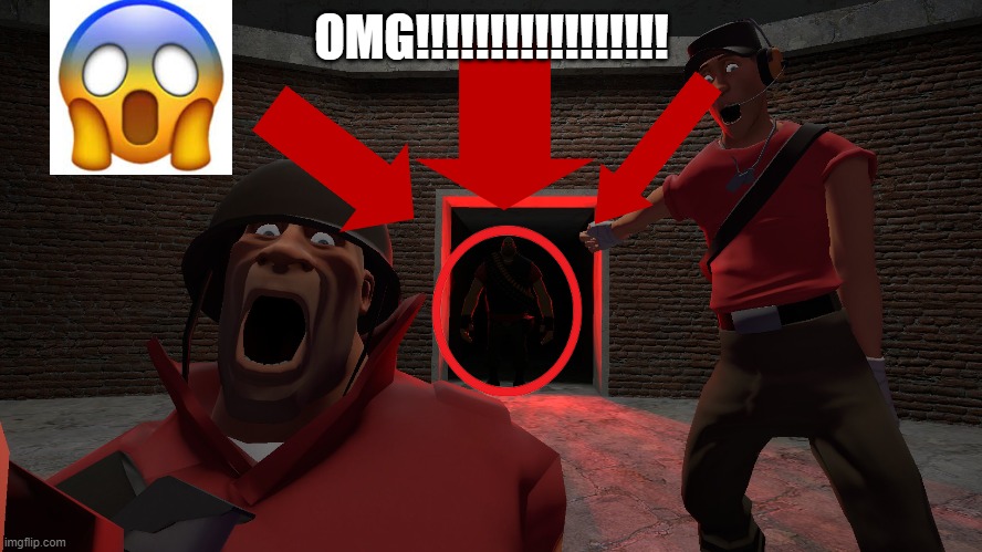 OMG SCARY |  OMG!!!!!!!!!!!!!!!!! | image tagged in team fortress 2,tf2 heavy,tf2,gmod,garry's mod,circle | made w/ Imgflip meme maker
