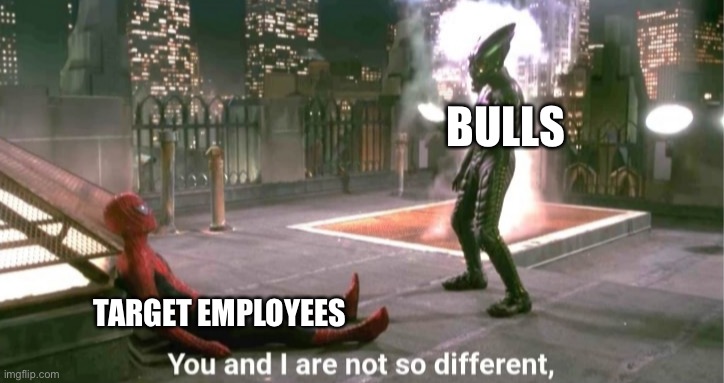 You and i are not so diffrent | BULLS TARGET EMPLOYEES | image tagged in you and i are not so diffrent | made w/ Imgflip meme maker